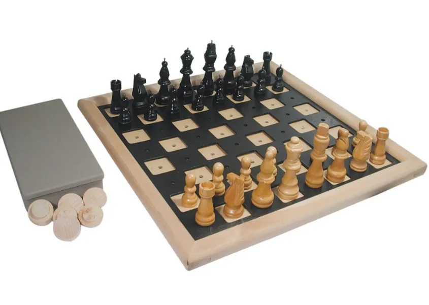 Juego de ajedrez y damas de lujo